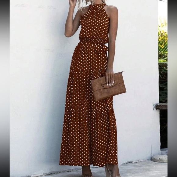 Boho gypsy dot halter maxi dress - Picture 7 of 10